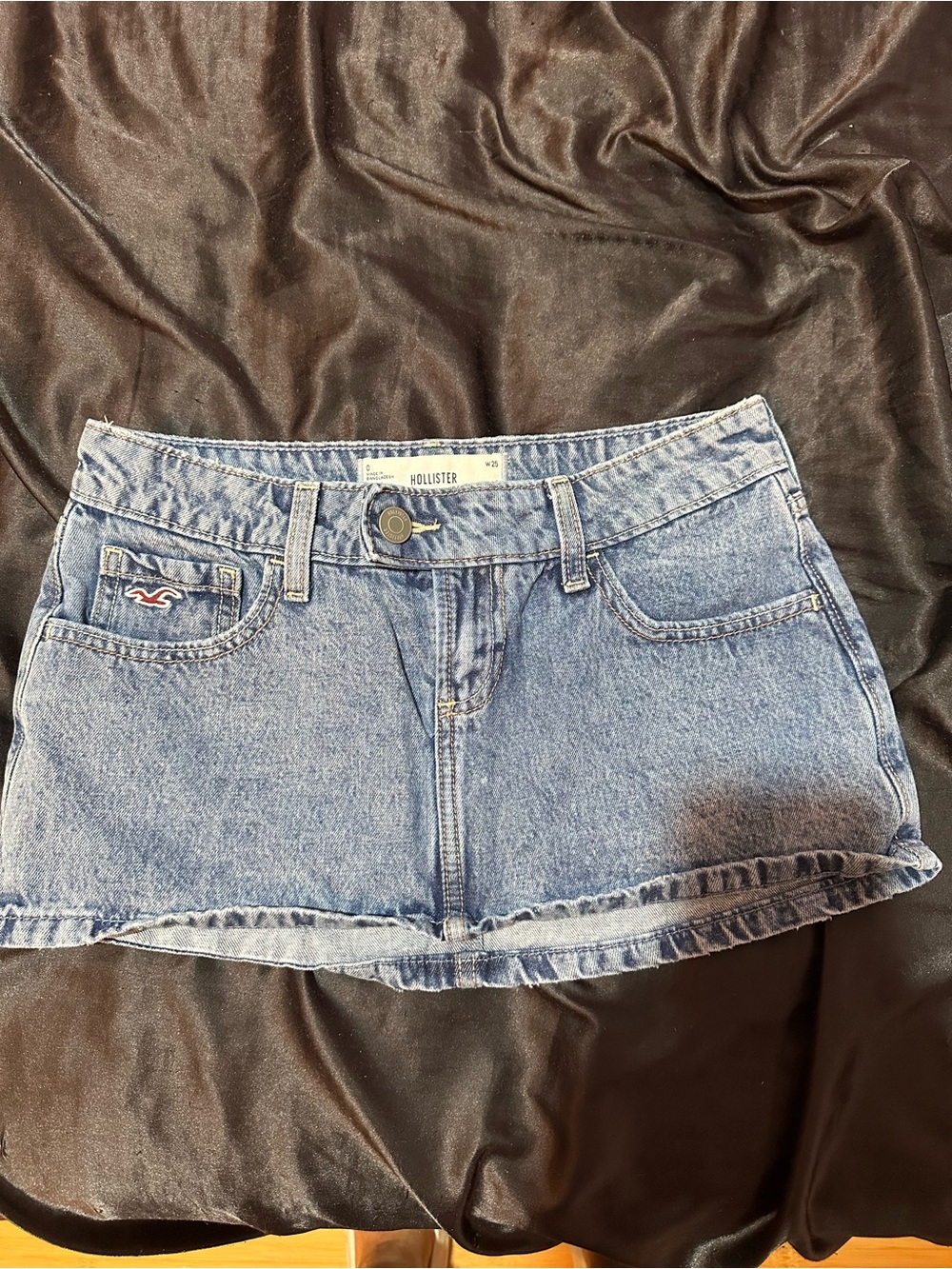 Hollister Washed Blue Denim Mini Skirt